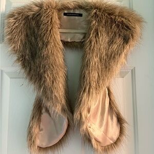 French Connection Faux Fur Collar in Beige and Cream